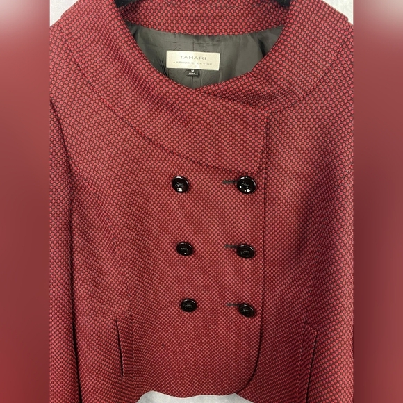 TAHARI Blazer Womens 18 Cropped Jacket Red  Polka Dot Lining Classic Career‎ - Picture 4 of 8